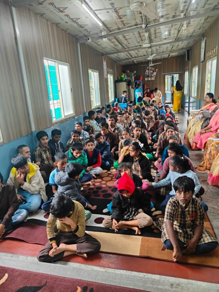 Celebrated Gita Jayanti with mentally challenged children and sponsered for lunch with distribution of sweets - December 2025 at Vikasa Special School for Mentally challenged children